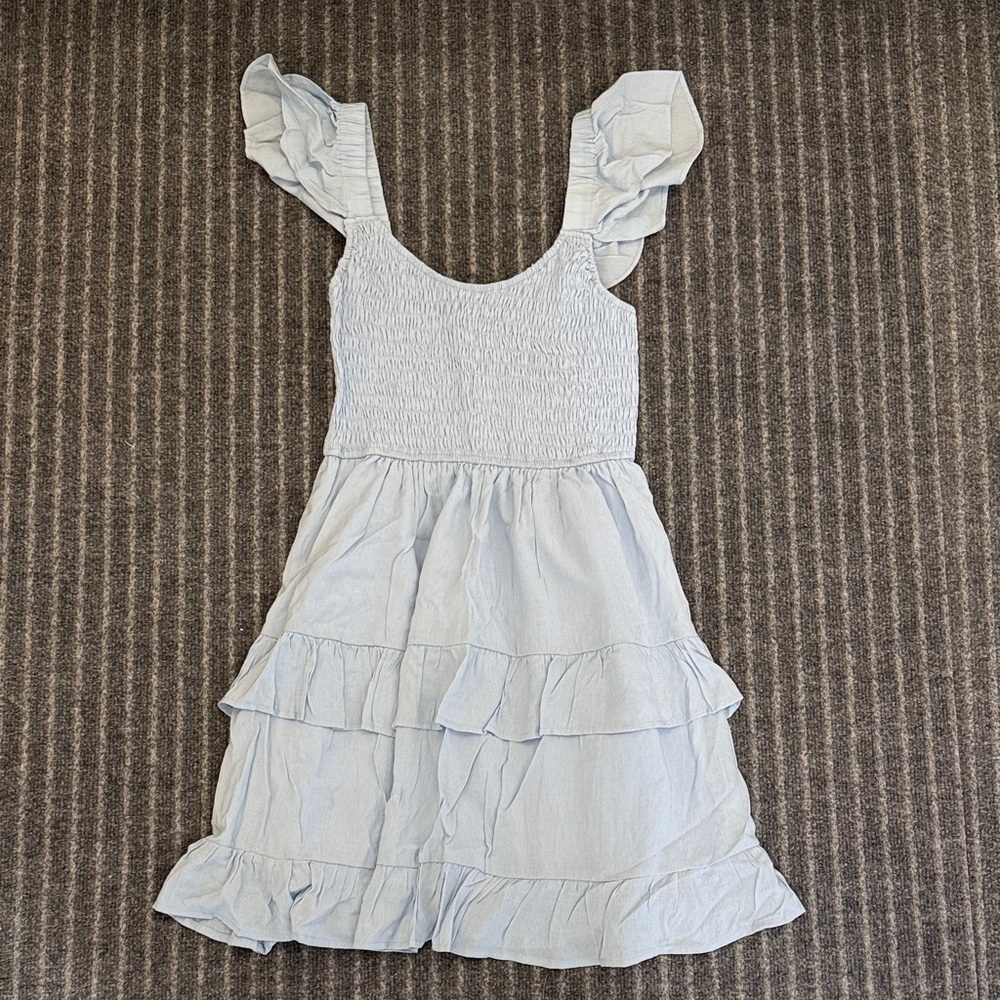 Charming Blue Ruffled Dress